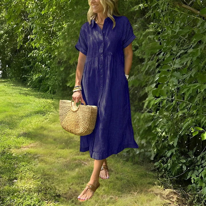 Florine - Flattering Striped Shirtdress